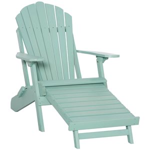 Outsunny Green Wood Adirondack Chair with Footrest