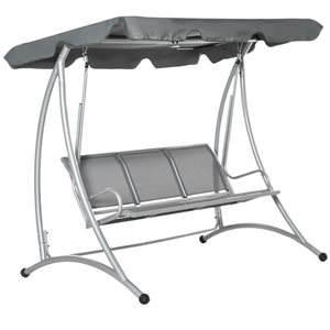 Outsunny 3-Person Grey Steel Outdoor Porch Swing