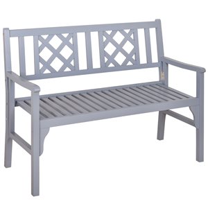 Outsunny 47.5-in x 35.5-in 2-Seater Grey Wood Bench