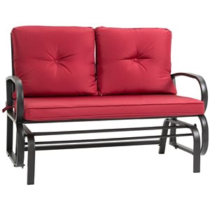 Outsunny 2-Person Red Steel Outdoor Glider Chair