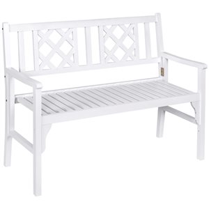 Outsunny 47.5-in x 35.5-in 2-Seater Folding White Bench