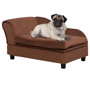 PawHut Brown Plush Rectangular Dog Bed with Storage Function