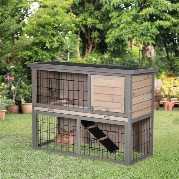 PawHut 2-tier Wood Rabbit Hutch D51-118V01CG | RONA