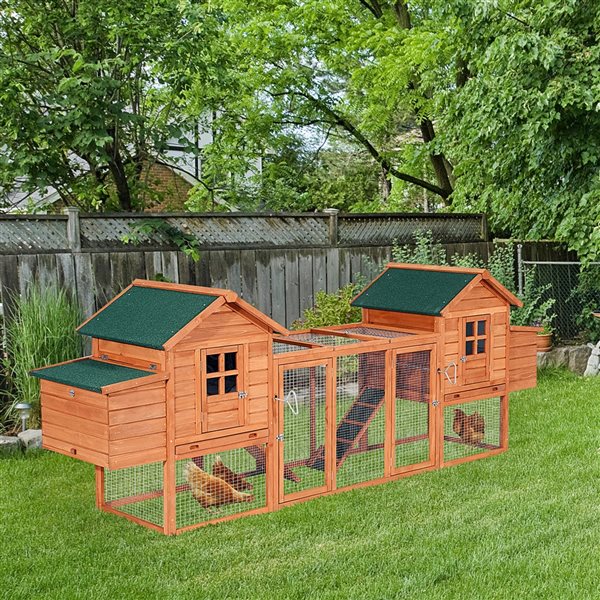 PawHut 123-in Large Wooden Dual Chicken Coop