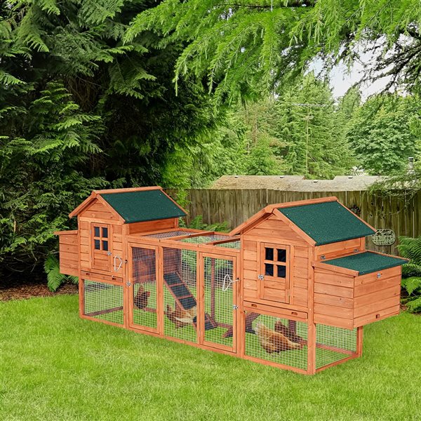 PawHut 123-in Large Wooden Dual Chicken Coop