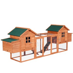 PawHut 123-in Large Wooden Dual Chicken Coop