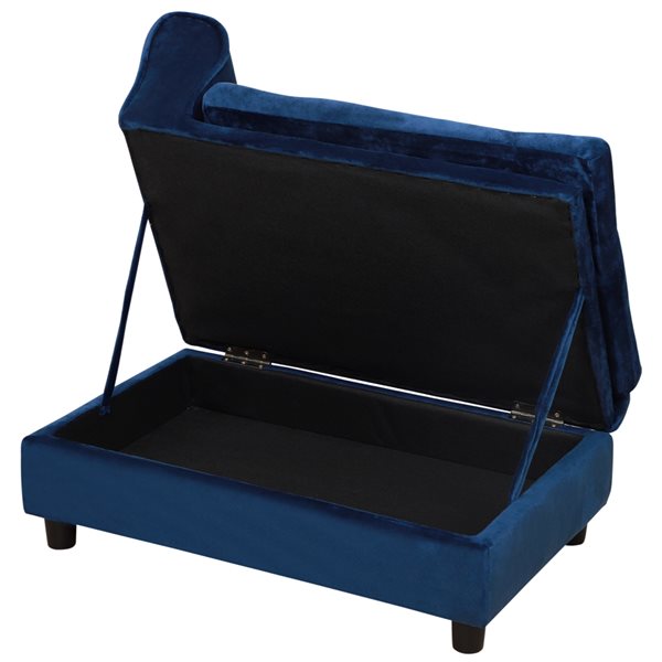 PawHut Blue Plush Rectangular Dog Bed with Storage Function