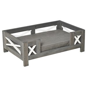 PawHut Grey Elevated Rectangular Dog Bed