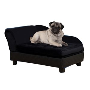 PawHut Black Plush Rectangular Dog Bed with Storage Function