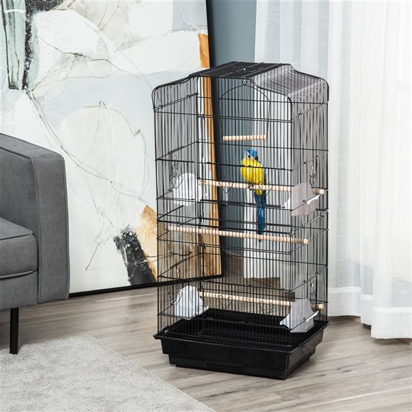 Birds Stainless Steel Black Iron Hanging Bird Cage, For Home