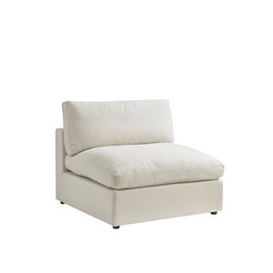 Inspired Home Shabby Chic Yaritza Modern Cream White Linen Armless Sofa Seat