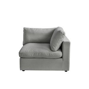 Inspired Home Shabby Chic Yaritza Modern Grey Linen Modular Right Arm Sofa Seat