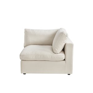 Inspired Home Shabby Chic Yaritza Modern Cream White Linen Modular Right Arm Sofa Seat