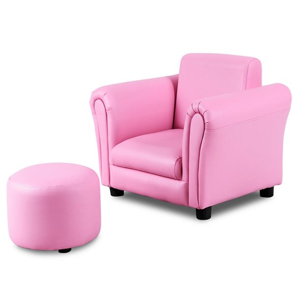 Pink chair with ottoman hot sale