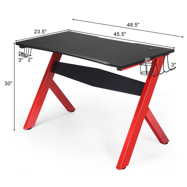 Costway 23.5-in Red/Black Modern/Contemporary Computer Gaming Desk