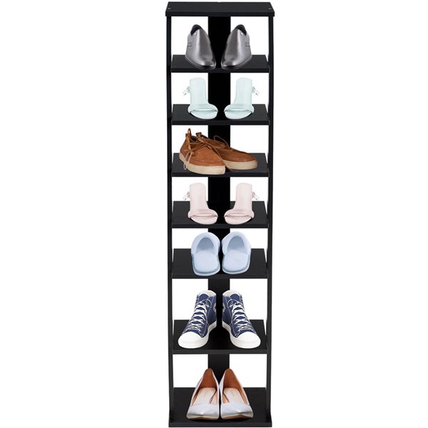 Costway 7 Pair Black Wood Shoe Rack