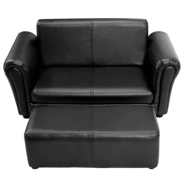 Costway 16-in Black Upholstered Kids Accent Chair with Ottoman