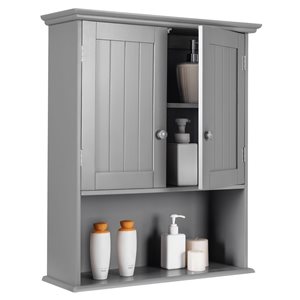 Costway 23.5-in W x 28-in H x 8-in D Grey Bathroom Wall Mount Cabinet