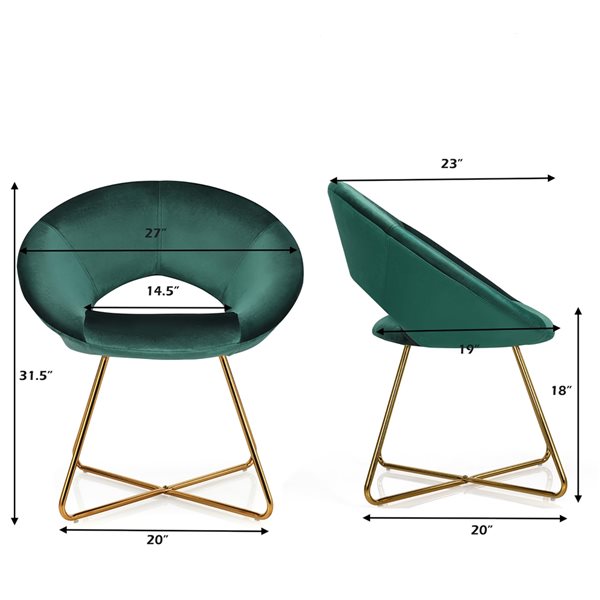 Costway Modern Dark Green Velvet Accent Chair HW66060BG RONA