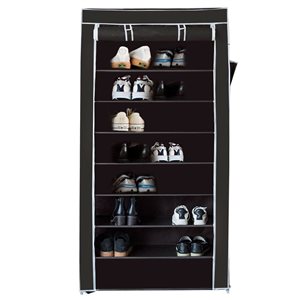 Costway 27 Pair Black Composite Shoe Rack with Fabric Cover