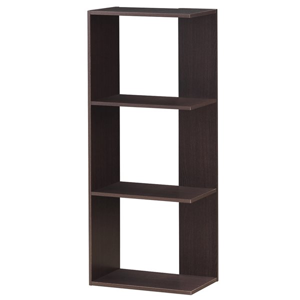 Costway Brown Wood 3-Shelf Corner Bookcase - Set of 2