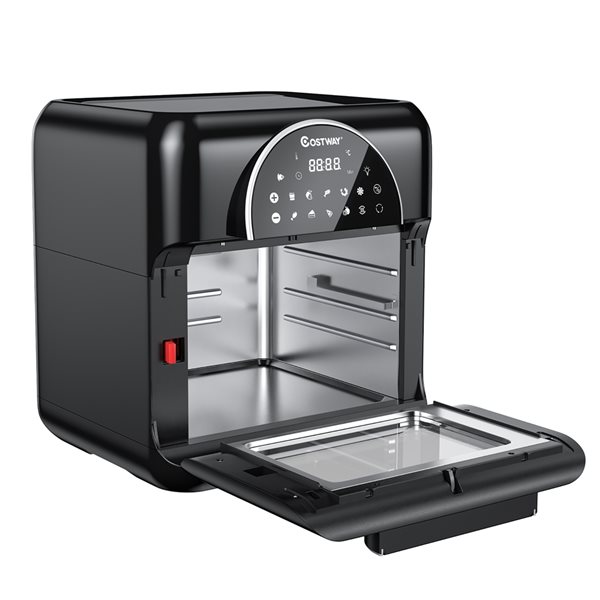 Costway Black 10L 8in1 Air Fryer and Digital Toaster Oven Rotisserie