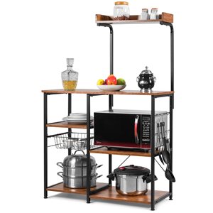 Costway 4-Tier Brown Composite Base with Composite Top Kitchen Rack (16-in x 35.5-in x 54.5-in)