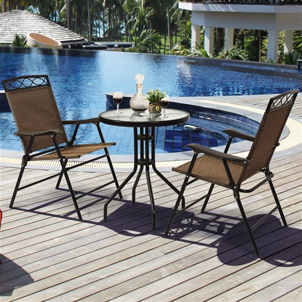 Costway 3-Piece Metal Frame Patio Conversation Set