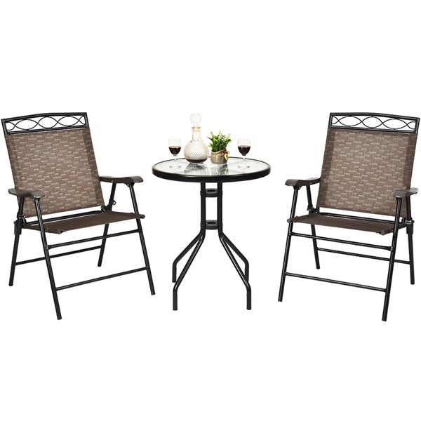 Costway 3-Piece Metal Frame Patio Conversation Set