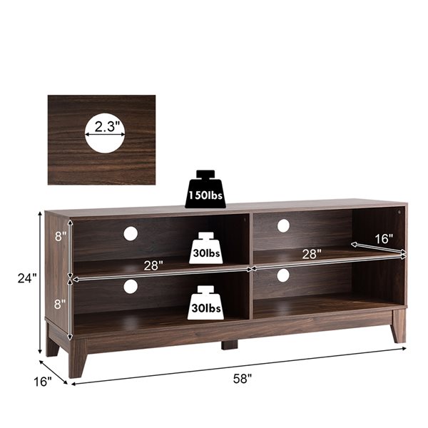 Costway 58-in Walnut Composite TV Stand