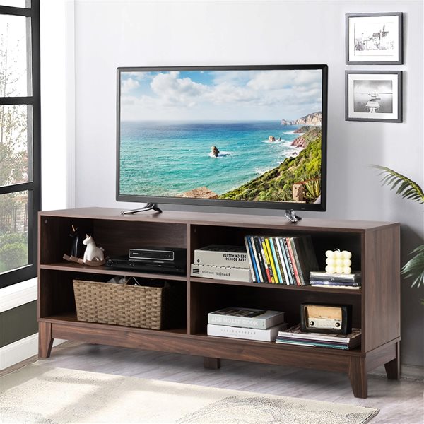Costway 58-in Walnut Composite TV Stand
