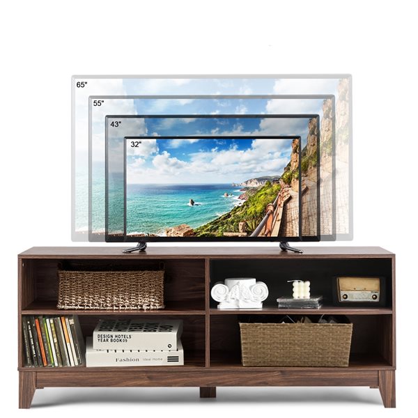 Costway 58-in Walnut Composite TV Stand