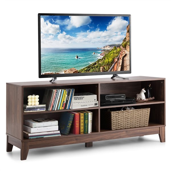 Costway 58-in Walnut Composite TV Stand
