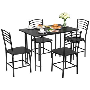 Costway 5-Piece Modern Black Metal Dining Set with Table and 4 Chairs