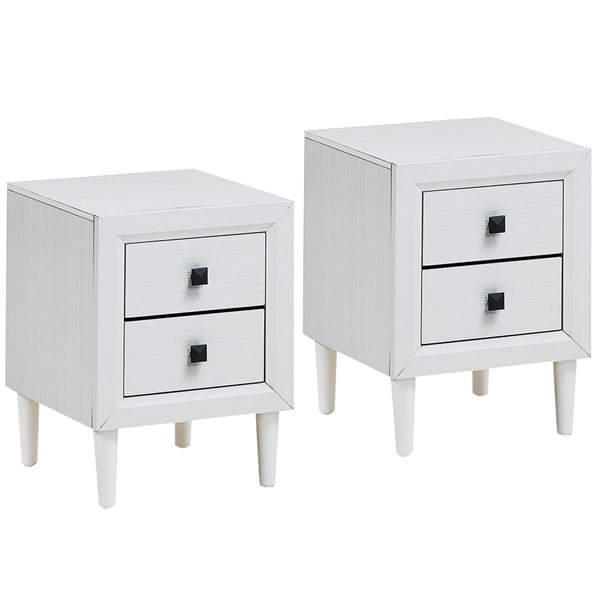 Costway Modern White Rubberwood Nightstand - Set of 2 | RONA