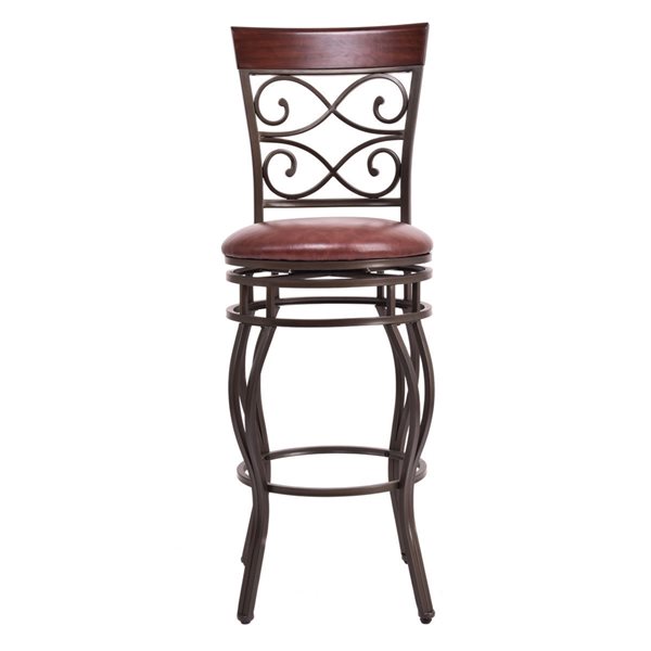 Costway Brown Bar Height Vintage Upholstered Bar Stool - Set of 2