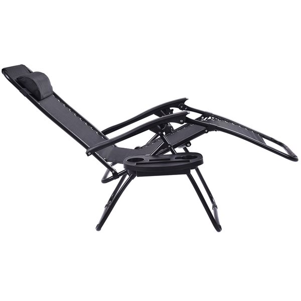 Costway Black Metal Stationary Reclining Zero Gravity Chair with Black Mesh Seat - Set of 2