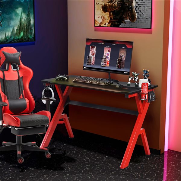 Costway 23.5-in Black/Red Modern/Contemporary Computer Gaming Desk