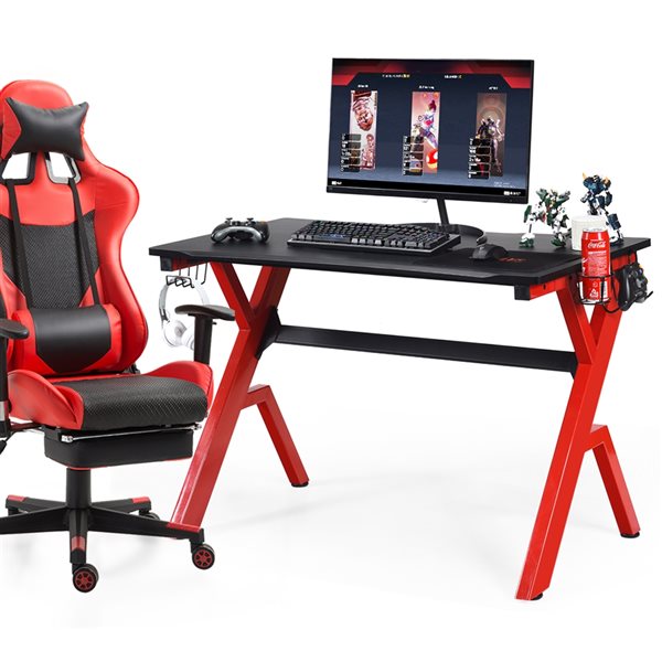 Costway 23.5-in Black/Red Modern/Contemporary Computer Gaming Desk