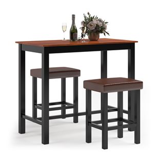 Costway 3-Piece Brown Composite Counter Height Dining set with Table and 2 Stools