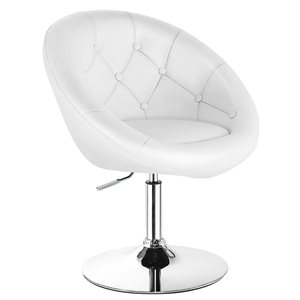 Costway Modern White Faux Leather Adjustable Swivel Accent Chair