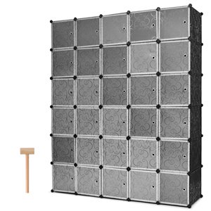 Costway 30-Compartment Black/White Plastic Portable Cube Storage Organizer