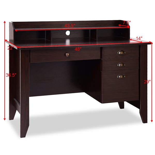 Costway 22-in Brown Modern/Contemporary Computer Desk