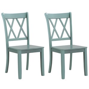 Costway Mint Green Wood Contemporary Side Chair with Wood Frame - Set of 2