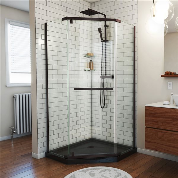 DreamLine Prism Bronze/Black 74.75-in x 40-in x 40-in Neo-Angle Corner Shower Kit - 2-Piece