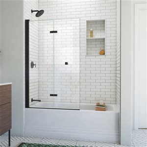 DreamLine Aqua-Q Fold 36-in x 58-in Frameless Bi-Fold Bathtub Door - Satin Black