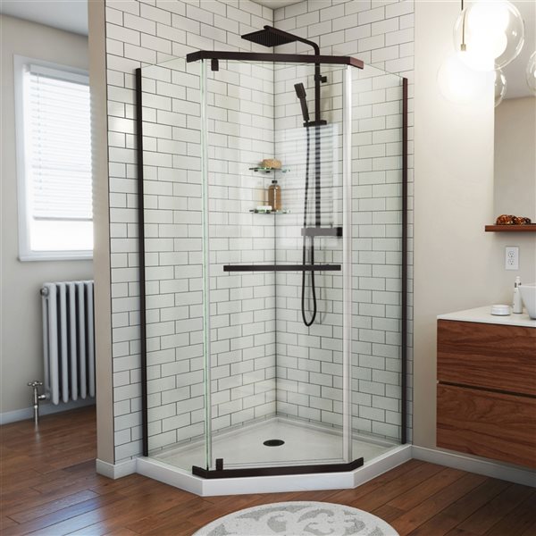 DreamLine Prism White 74.75-in x 42-in x 42-in Neo-Angle Corner Shower Kit - 2-Piece