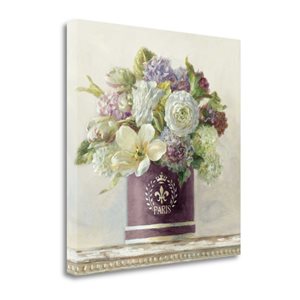 Tangletown Fine Art Frameless 20-in x 20-in "Tulips In Aubergine Hatbox" by Danhui Nai Canvas Print