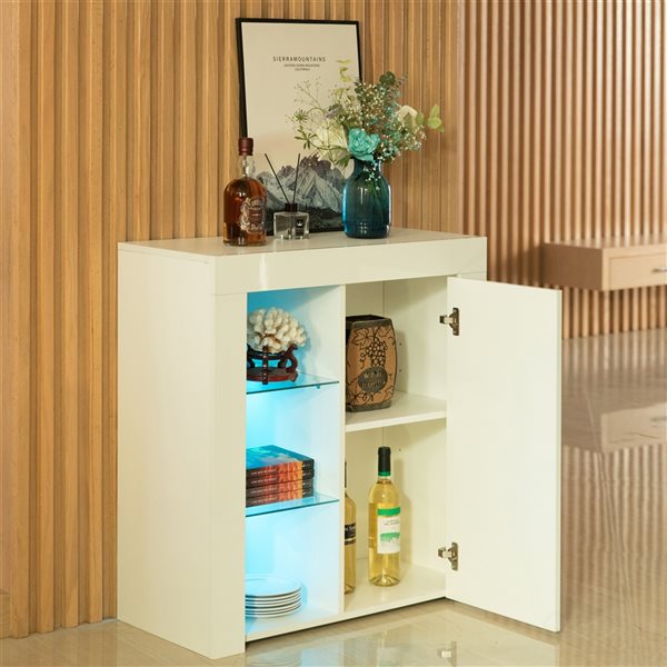 Basicwise White 5-shelf Office Cabinet with LED