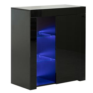 Basicwise Black 5-shelf Office Cabinet with LED